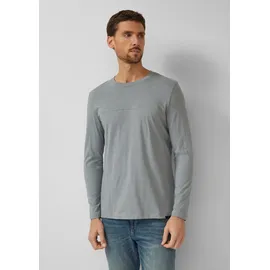 s.Oliver Flammgarn-Longsleeve mit Teilungsnaht und Label-Patch - grau - S