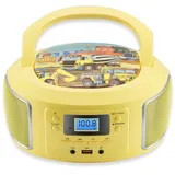 Cyberlux CL-950 tragbarer CD-Player (CD, Kinder CD Player tragbar, Boombox, Musikbox, FM Radio mit MP3 USB) gelb