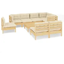 vidaXL Garten-Lounge-Set 9-tlg. creme Kiefer