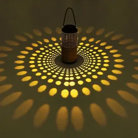 GLOBO Solarlampen Solarleuchte Lampe Bambus Garten Rattan Balkon Solar Laterne zum hinstellen und aufhängen, 1x LED warmweiß, DxH 12 x 45 cm