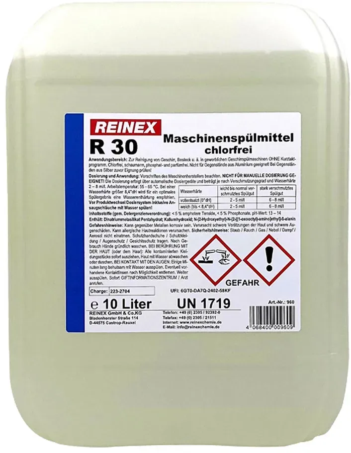 Reinex R30 Maschinenspülmittel chlorfrei 10 Liter Kanister