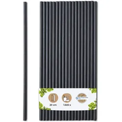 BIOZOYG 1500 Stück Trinkhalme 20cm,  Ø5mm, schwarz, umweltfreundliche Getränkehalme, biologisch abbaubar, ökofreundliche, nachhaltige Papierstrohhalme