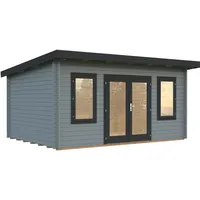 Palmako Gartenhaus Lisa 14,2 m2 - 44 mm hellgrau/anthrazit