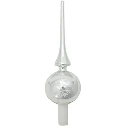 Krebs Glas Lauscha Silber glanz 28cm Designer-Baumspitze aus Glas, mundgeblasen und handdekoriert
