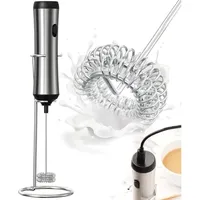 Milchaufschäumer – wiederaufladbarer elektrischer Milchaufschäumer aus Edelstahl, 15–20 s, leistungsstarke 19.000 U/min, Mini-Kaffeeaufschäumer für