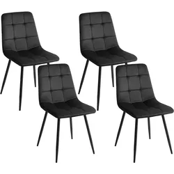 Esszimmerstuhl 4er Set POWELL Samtstoff Schwarz