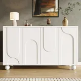FammyLoft Sideboard mit Stauraum, Schubladenschrank mit Verstellbarer Platte, Anti-Dumping, Wohnzimmer-Aufbewahrungsschrank für das Wohnzimmer, Esszimmer & Flur, 120 * 35 * 71 cm, Weiß