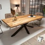 Riess-Ambiente Massiver Industrial Esstisch GALAXIE 160cm Mangoholz sternenförmiges Gestell