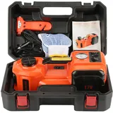 Oumefar 12v 5t elektrischer Hydraulikzylinder Auto DREI Funktionen Wagenheber mit Inflator und Taschenlampe Tragbares Autoreparatur Werkzeugset