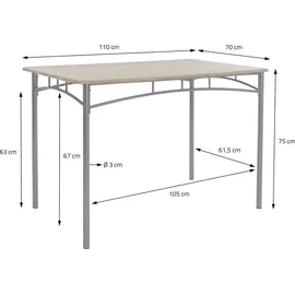 ML-Design Esstisch mit 4 Stühlen, Eiche hell, Holz, Esszimmerstühle mit Metallbeinen, & Beige