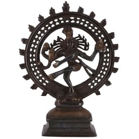 Guru-Shop Dekofigur Messingfigur, Statue Shiva im Feuerkranz 29 cm.. grün