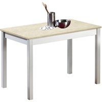 ASTIMESA Fester Tisch Küchentisch, Metall Glas Holz, Weinrot, 110x70cm