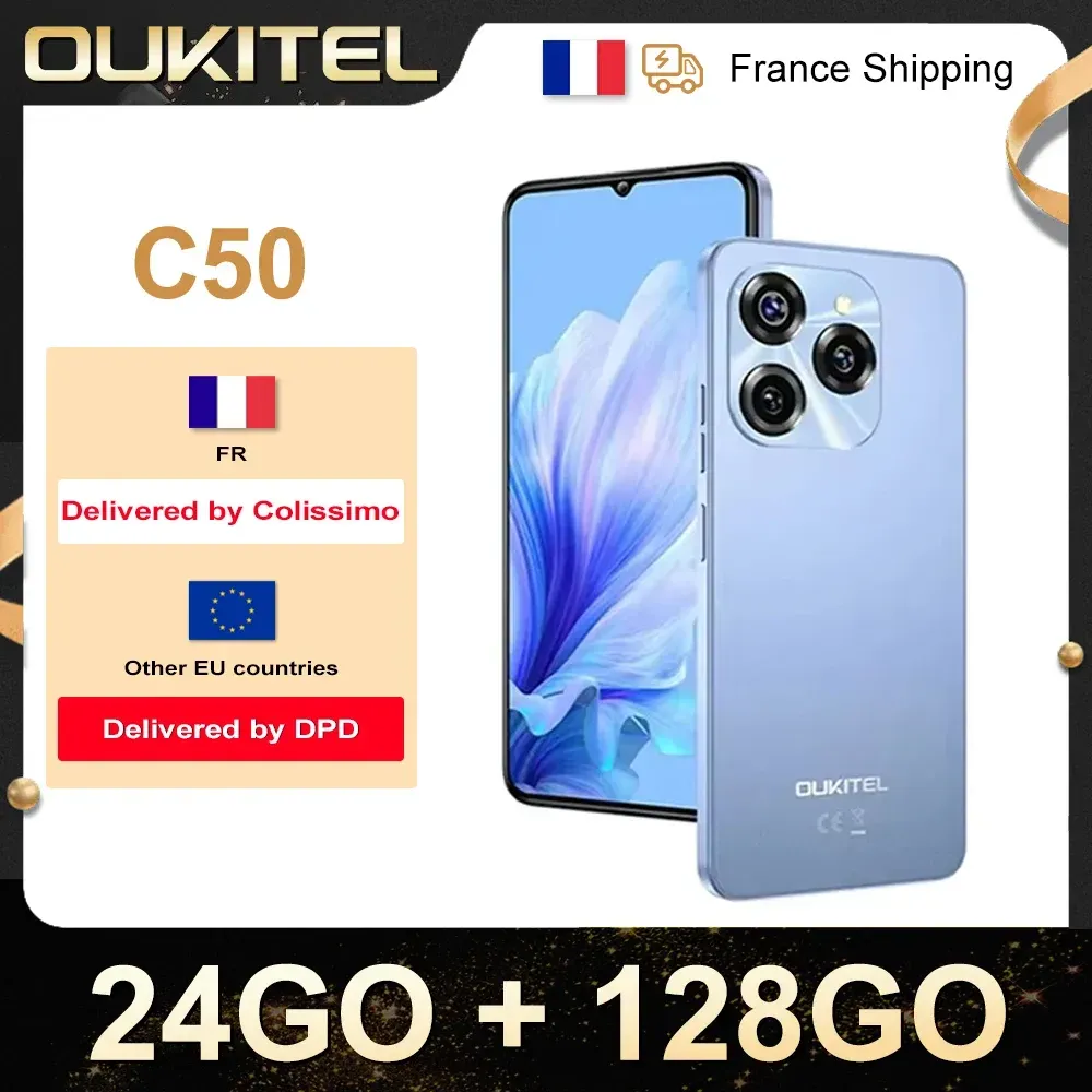 OUKITEL C50 Telefon entsperrt 5G-Android Smartphone 14, 24GO + 128go/1to, entsperrtes Smartphone mAh, 50MP Kamera, Ec