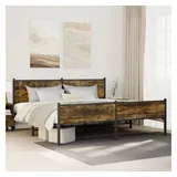 vidaXL Metallbett 200 x 200 cm Räuchereiche