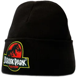 Beanie LOGOSHIRT "Jurassic Park", Damen, schwarz, 100% Polyacryl, bestickt, casual, Mützen, mit lizenziertem Originaldesign