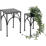 DanDiBo Ambiente DanDiBo Blumenhocker Metall Schwarz Eckig Blumenständer Beistelltisch 96449 2er Set Pflanzenständer Blumensäule Modern Pflanzenhocker