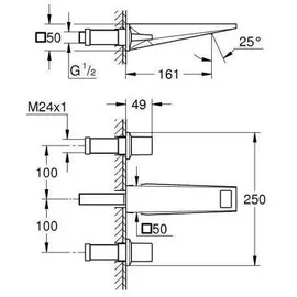 Grohe Allure Brilliant 3-Loch-Waschtischbatterie Hard Graphite
