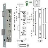 SSF Sachsische Schlossfabrik - Rohrrahmen-einsteckschloss Pzw 24/25/92/8 Mm Din Links / Rechts Stahl Matt Chromatiert Riegelausschluss 15 Mm 245