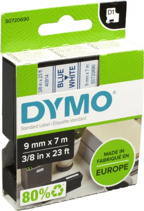 Dymo Label Band D1 40914 (S0720690) blau auf weiß  9mm x 7m
