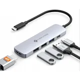 NOVOO 5-in-1 USB-C-Hub, Adapter USB C auf HDMI 4K, Aufladen 100 W PD, USB-C auf USB x 3, USB C Adapter Multiport, kompatibel mit MacBook Air MacBook Pro Chromebook