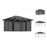 vidaXL Pavillon mit Moskitonetz & LED-Lichterkette 4x3x2,73m Anthrazit