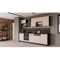 Küchen-Preisbombe Küche ARONA BASIC LOFT 280 Küchenzeile Küchenblock Einbauküche Kaschmir Schwarz