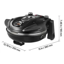 Vevor Pizzaofen elektrischer Pizzamaker 1200 W Pizzakocher mit Cordieritstein, 5-stufige Temperaturregelung, Sichtfenster für präzises Kochen, erhitzt bis zu 420 °C, Backofen für Zuhause schwarz