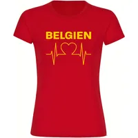 Multifanshop Damen T-Shirt - Belgien - Herzschlag - Druck