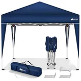 tillvex Pavillon Gartenpavillon 3x3m Wasserdicht Gartenzelt Pop Up, Wasserdicht, höhenverstellbar, UV Schutz 50+, inkl. Tasche blau