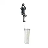 dio only for you Gartenstecker Frosch mit Regenmesser 97 cm, Metallstecker Blumenstecker Niederschlagsmesser mit Skala