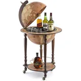 Zoffoli Globus Bar Da Vinci Rust 40 cm Weltkugel Hausbar mit Lenkrollen - Barschrank Getränkefach aus Nussbaumholz für Whiskey und Getränke