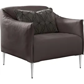 W.Schillig Cocktailsessel "sally", braun (braun z59), B:84cm H:78cm T:84cm, Longlife Xtra-Leder Z59: Glattleder mit modischer Prägung. Hautstärke 0, 9 - 1, 1 mm., Sessel, Cocktailsessel, mit Metallfüßen in Chrom glänzend