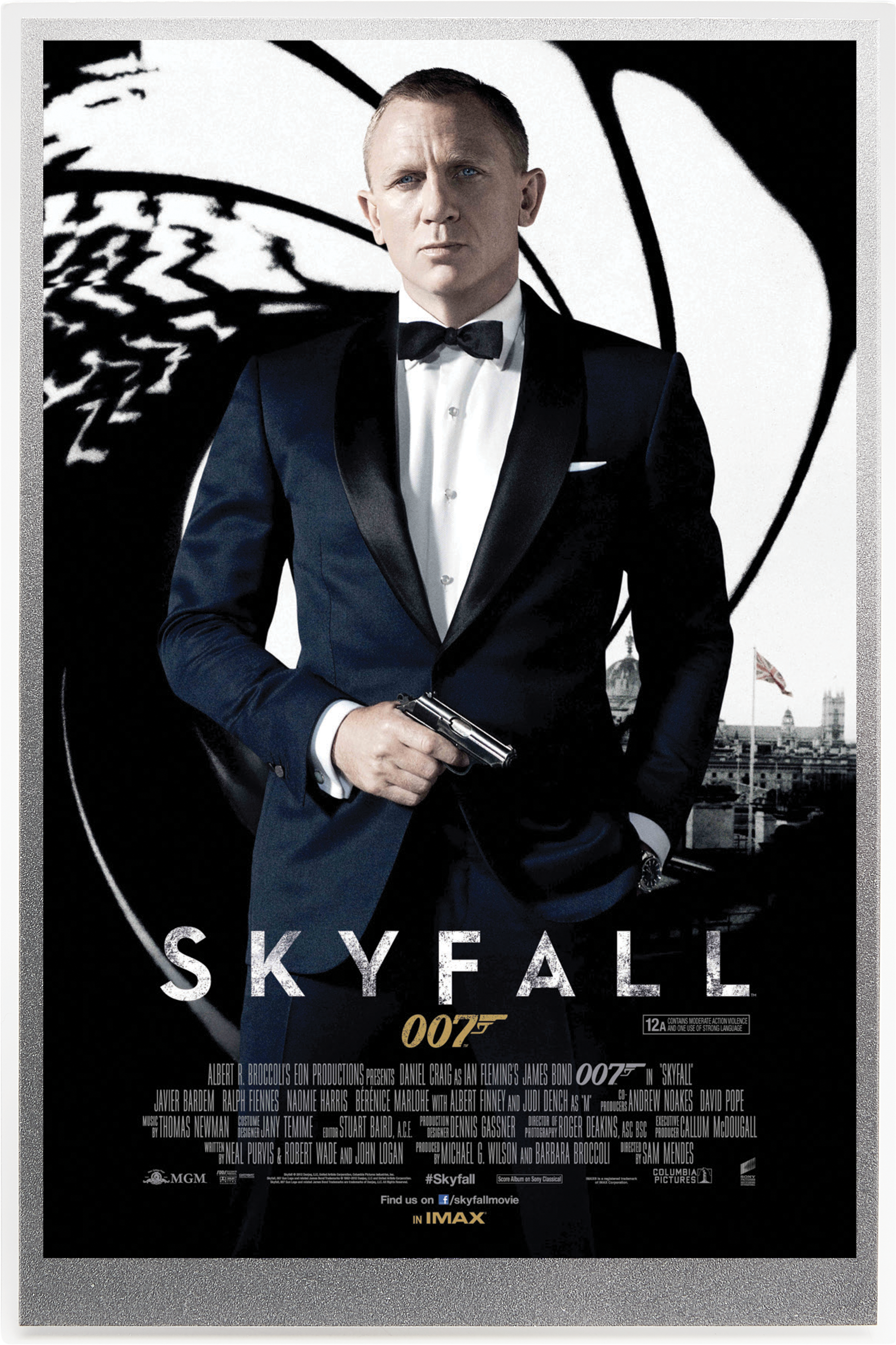 Das offizielle Filmplakat als Silbernote zu "James Bond - Skyfall"!