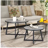 Outsunny Beistelltisch Ø 70 x 45 cm Schwarz/Grau