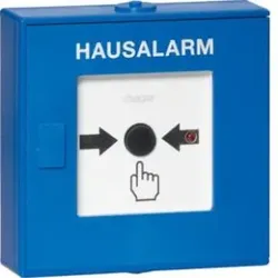 Hager RFM200D BEKA Funk-Druckknopfmelder, Hausalarm, blau.Bidirektionaler Funk-Druckmeldeknopf zur Einbindung in die Branderkennungsanlage RFZxxxD