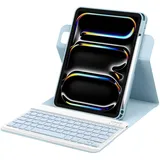 Bettdow für iPad Pro 11" M4 2024 Tastatur Hülle, Hoch-/Querformat Verwenden, QWERTZ Layout Abnehmbarer Tastatur, Hülle mit Stifthalter für iPad Pro 11 Zoll M4 2024, Blau