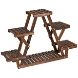 COSTWAY Blumenständer, Blumenregal mehrstöckig, 99 x 25 x 64cm braun