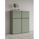 INOSIGN »Cross, moderne grifflose Hochkommode mit 4 Türen,Türkommode«, Hochschrank, Höhe 139 cm mit viel Stauraum, Einlegeböden verstellbar, grün