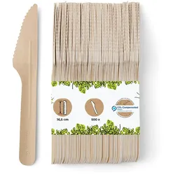 BIOZOYG 500 Stück Einwegmesser 16,5cm Papiermesser Pappmesser aus Karton, umweltfreundlich, sehr stabil, aus nachhaltigem Holz, biologisch abbaubar
