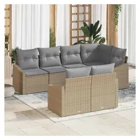 vidaXL Garten-Loungesofa-Set 7-tlg. beige/silber