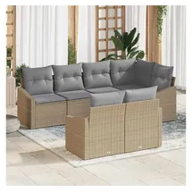 vidaXL Garten-Loungesofa-Set 7-tlg. beige/silber