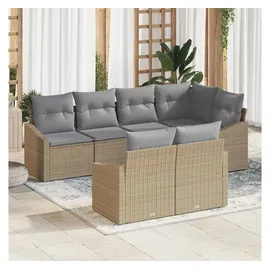 vidaXL Garten-Loungesofa-Set 7-tlg. beige/silber