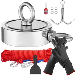 VEVOR 771kg Starke Magnetangel Set Doppelseitige Zugkraft Seil Karabiner Rot