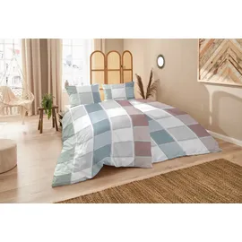 Primera Mako-Satin, Bettwäsche 155x220 Karo grau blau rost 243227-35