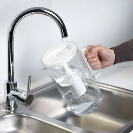 Wessper Wasserfilterkanne Aus Glas 3 L Weiß Kompatibel Mit Brita Classic -wasserfilterkartuschen | Inklusive 1 Wasserfilter-kartusche - Weiß