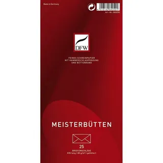 Dresdner Feinpapierwerkstatt Briefumschlag Meisterbütten - DIN lang, gefüttert, 80 g/qm, 25 Stück