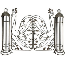 Garden Pleasure Rankbogen mit Tor PACAYA Metall schwarz gebogen 153,0 x 122,0 cm