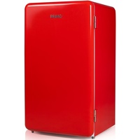 PRIMO PR109RKR Tischkühlschrank - 93 Liter Fassungsvermögen - Rot - Freistehender Tischkühlschrank - Retro-Kühlschrank