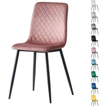 mcc direct - Esszimmerstühle lexi im 4er Set, mit Samtbezug - Metallbeinen, Designstuhl, Rosa