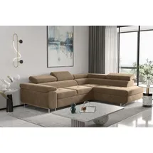 kaiser möbel Ecksofa mit schlaffunktion und bettkasten, Eckcouch ATOM Hellbraun Rechts - Beige